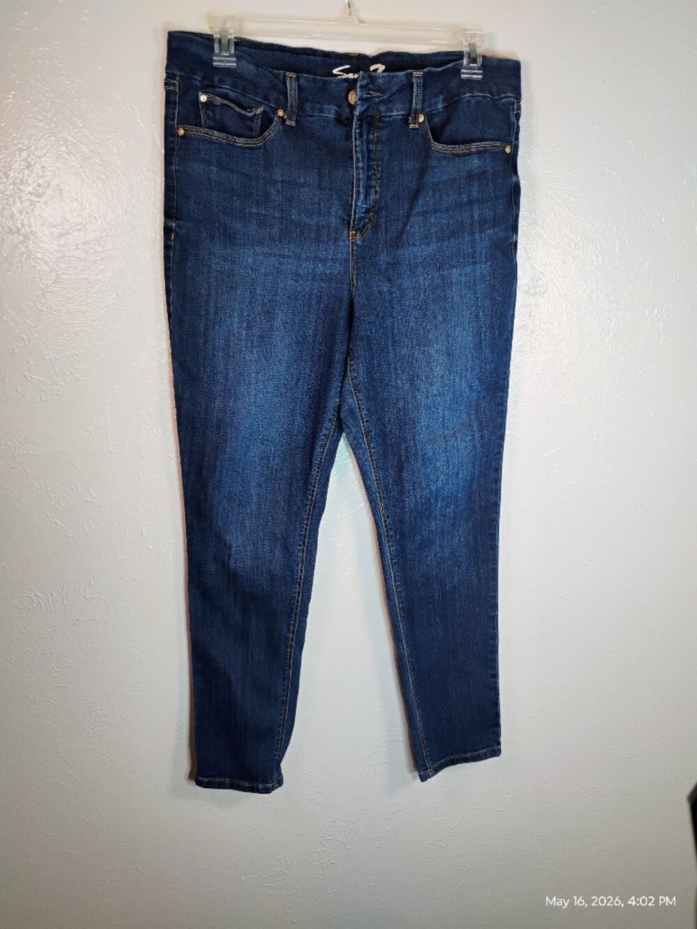 Seven Tummyless High Rise Skinny Medium Wash Blue Jeans Size 16